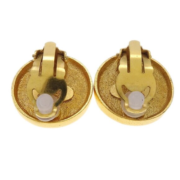 Chanel Button Earrings Gold Clip-On - Picture 3 of 5